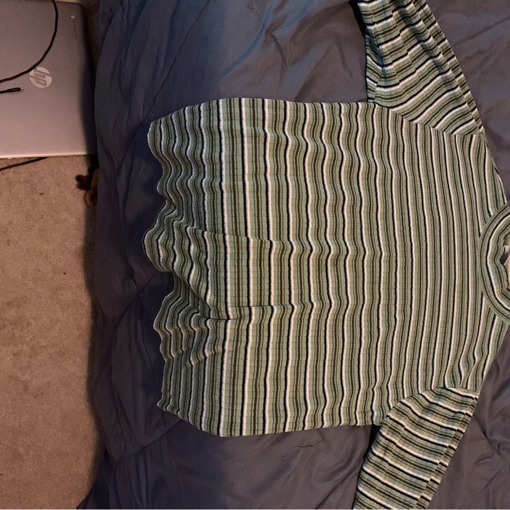 Striped Green Long Sleeve Top